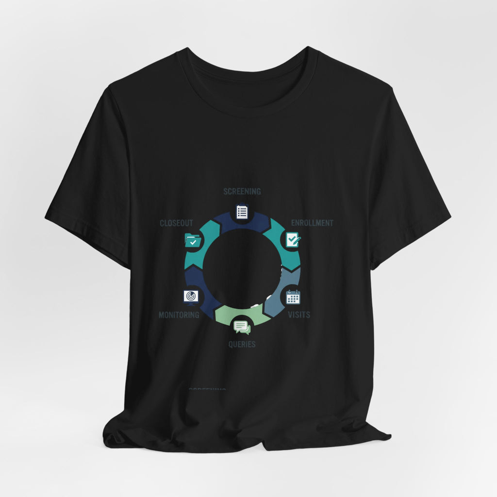 Clinical Trial Process Diagram T‑Shirt – Screening Enrollment Monitoring Visits