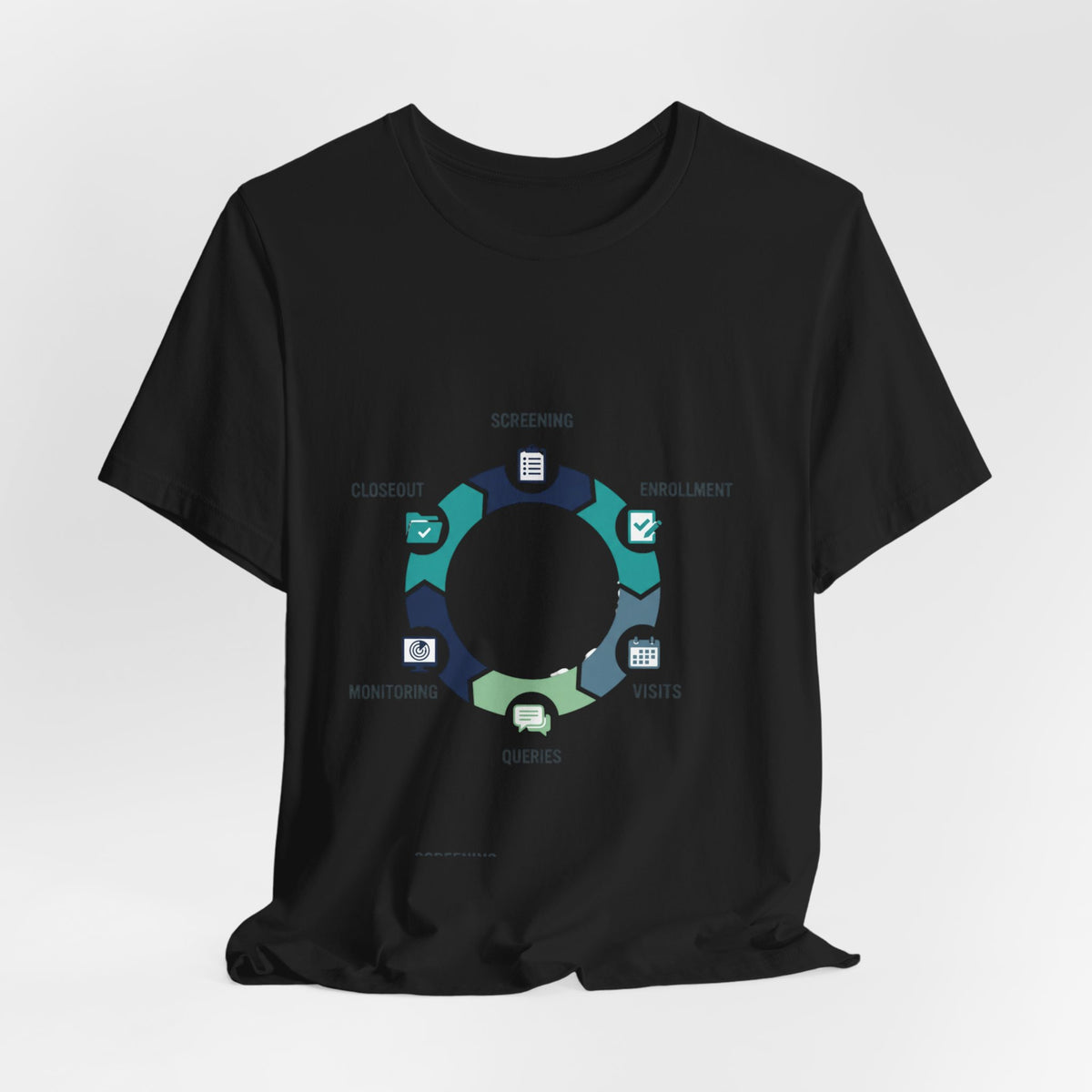 Clinical Trial Process Diagram T‑Shirt – Screening Enrollment Monitoring Visits