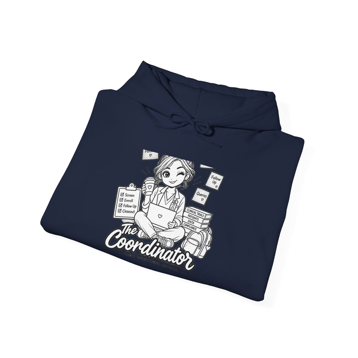 Coordinator Hoodie — Cute Office Organizer Illustration Hooded Sweatshirt