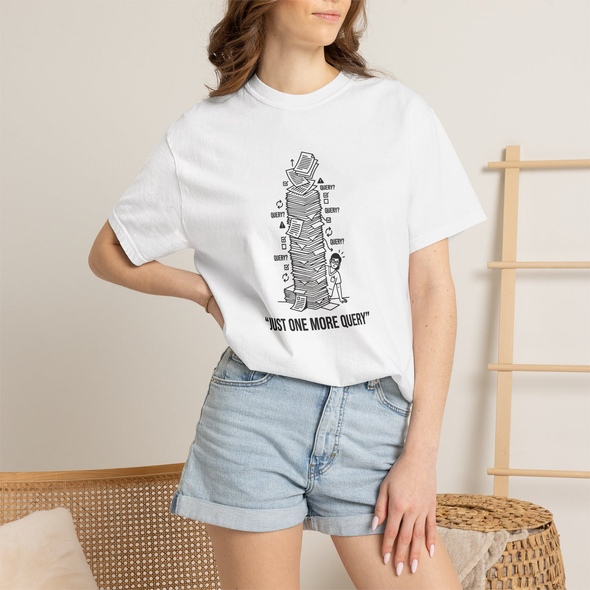 T-Shirt — "Just One More Query" Programmer Stack Graphic Tee
