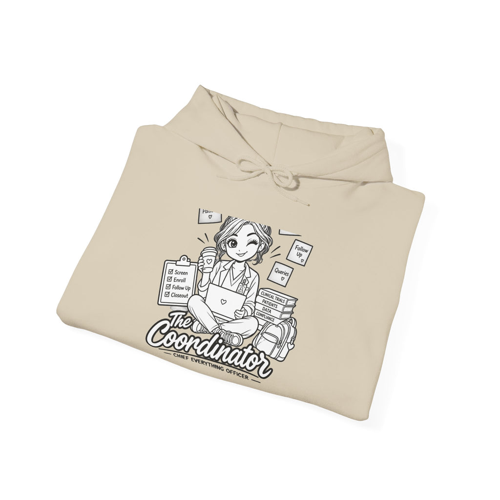 Coordinator Hoodie — Cute Office Organizer Illustration Hooded Sweatshirt