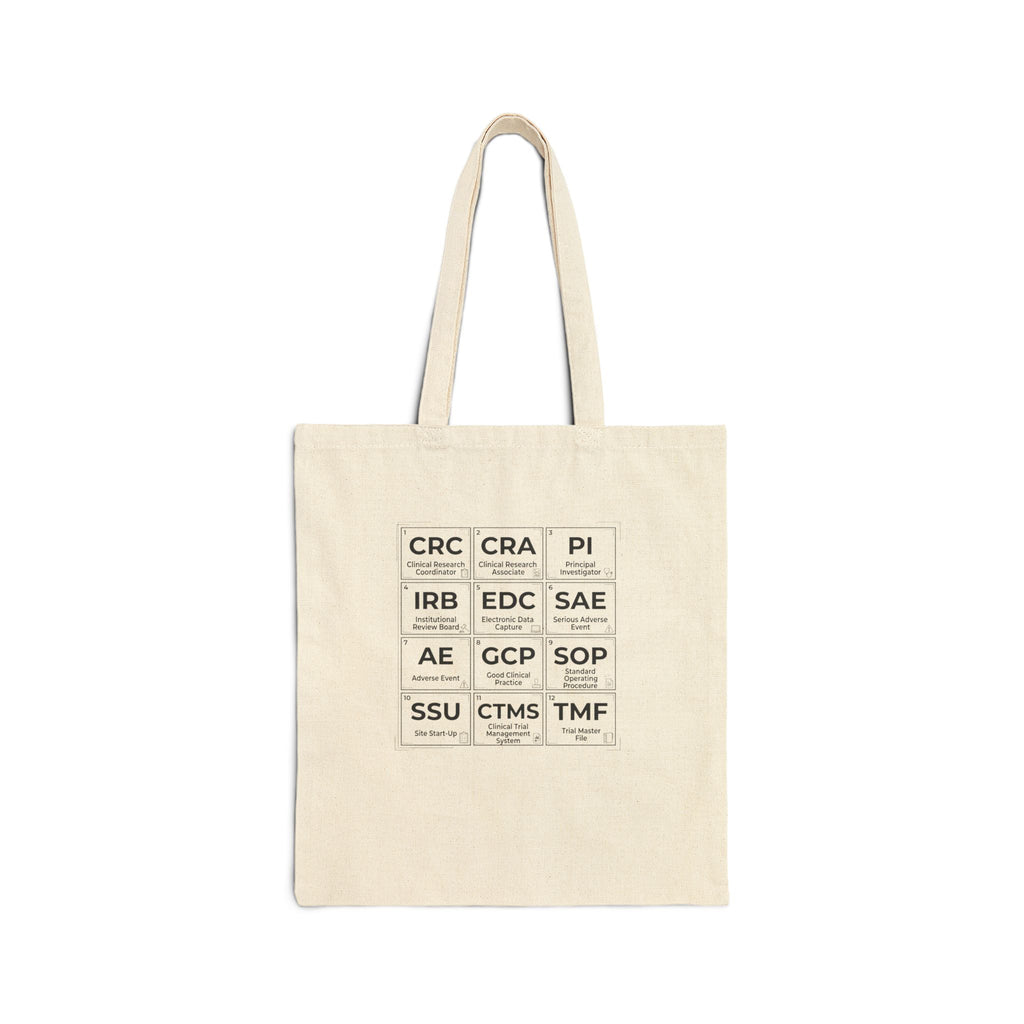 Researcher Acronym Tote Bag - Canvas Grid of Lab & Office Abbreviations