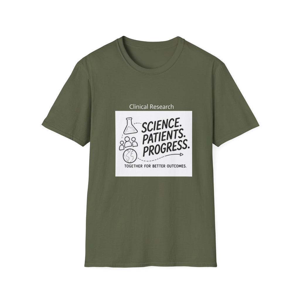 Clinical Research T-Shirt — "Science. Patients. Progress." Tee for Researchers & Healthcare Advocates
