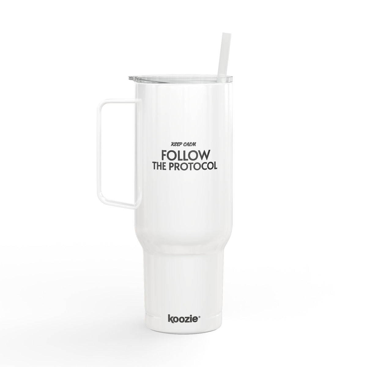 40oz Engraved Insulated Tumbler — "Follow The Protocol" Travel Mug with Lid & Straw