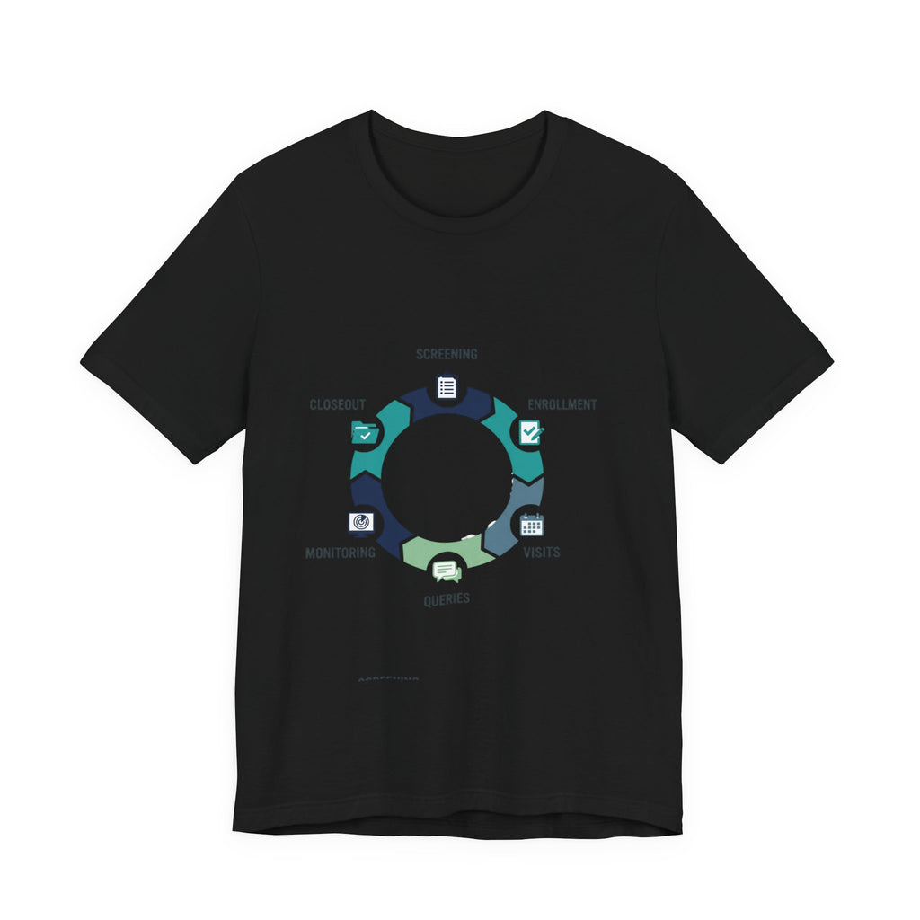 Clinical Trial Process Diagram T‑Shirt – Screening Enrollment Monitoring Visits