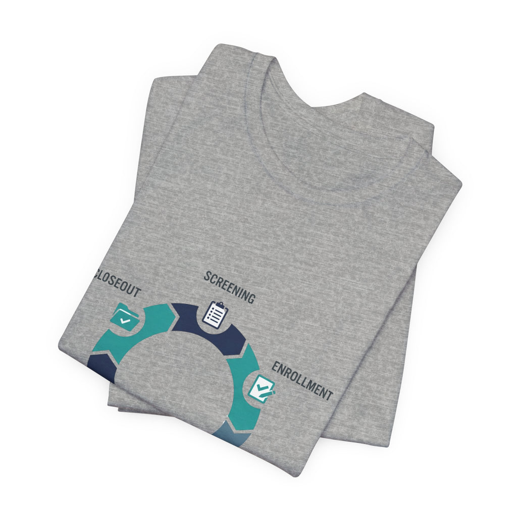 Clinical Trial Process Diagram T‑Shirt – Screening Enrollment Monitoring Visits