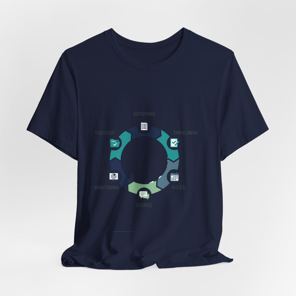 Clinical Trial Process Diagram T‑Shirt – Screening Enrollment Monitoring Visits